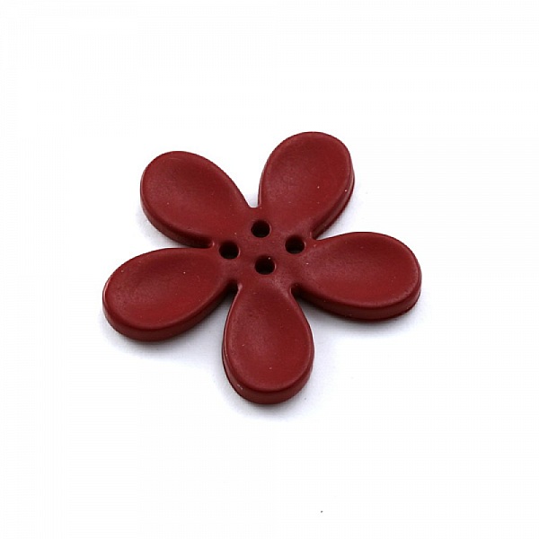 Fleur Orchid&eacute;e r&eacute;sine 4 trous 40 x 3 mm Bordeaux