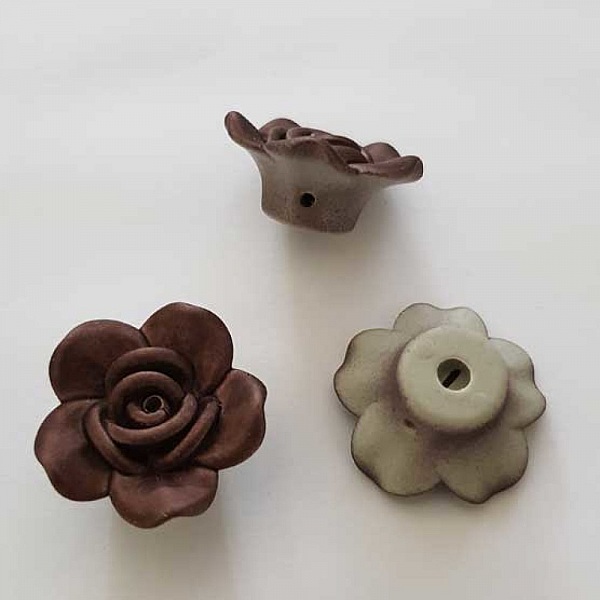 Fleur Rose Givr&eacute; 25 mm Marron Clair