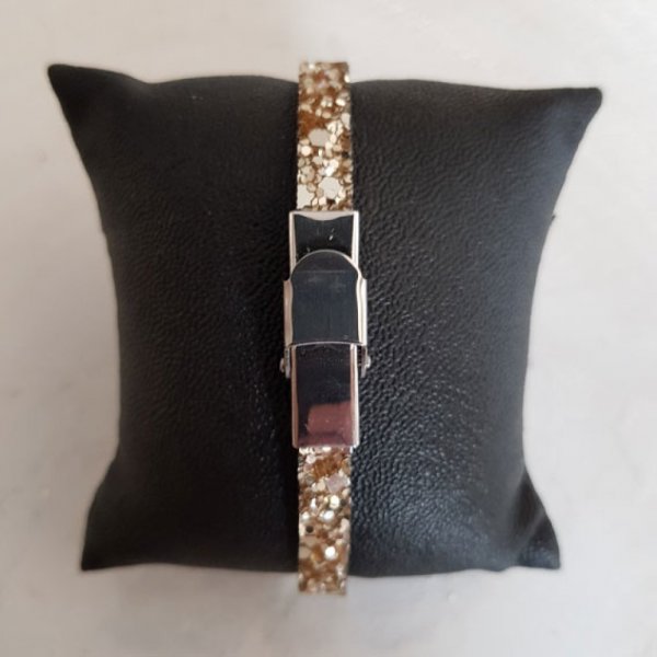 Lani&egrave;re paillettes Dor&eacute; de 06 mm doubl&eacute;e cuir par 20 cm