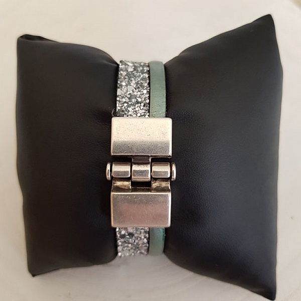 Lani&egrave;re paillettes Dor&eacute; de 10 mm doubl&eacute;e cuir par 20 cm