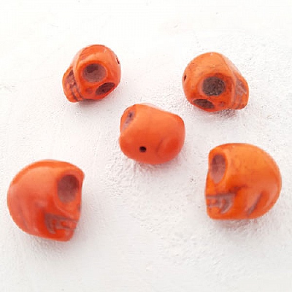 Lot 06 T&ecirc;tes de mort en Howlite teint&eacute;s 18 mm