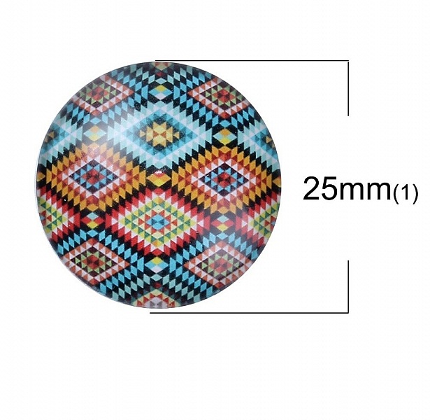 Lot 20 cabochons verre rond 25 mm 95108