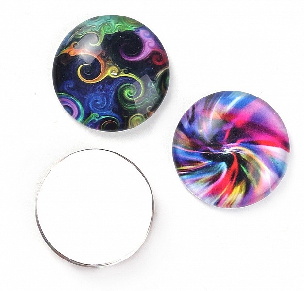 Lot 20 cabochons verre rond 25 mm 95108