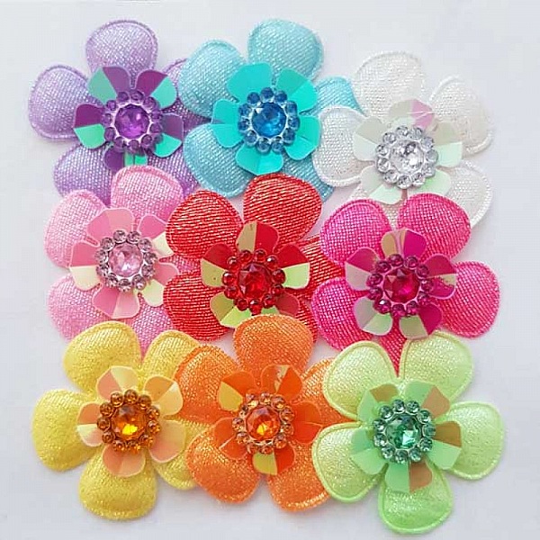 Lot 9 fleurs 5 p&eacute;tales Tissus N&deg;01