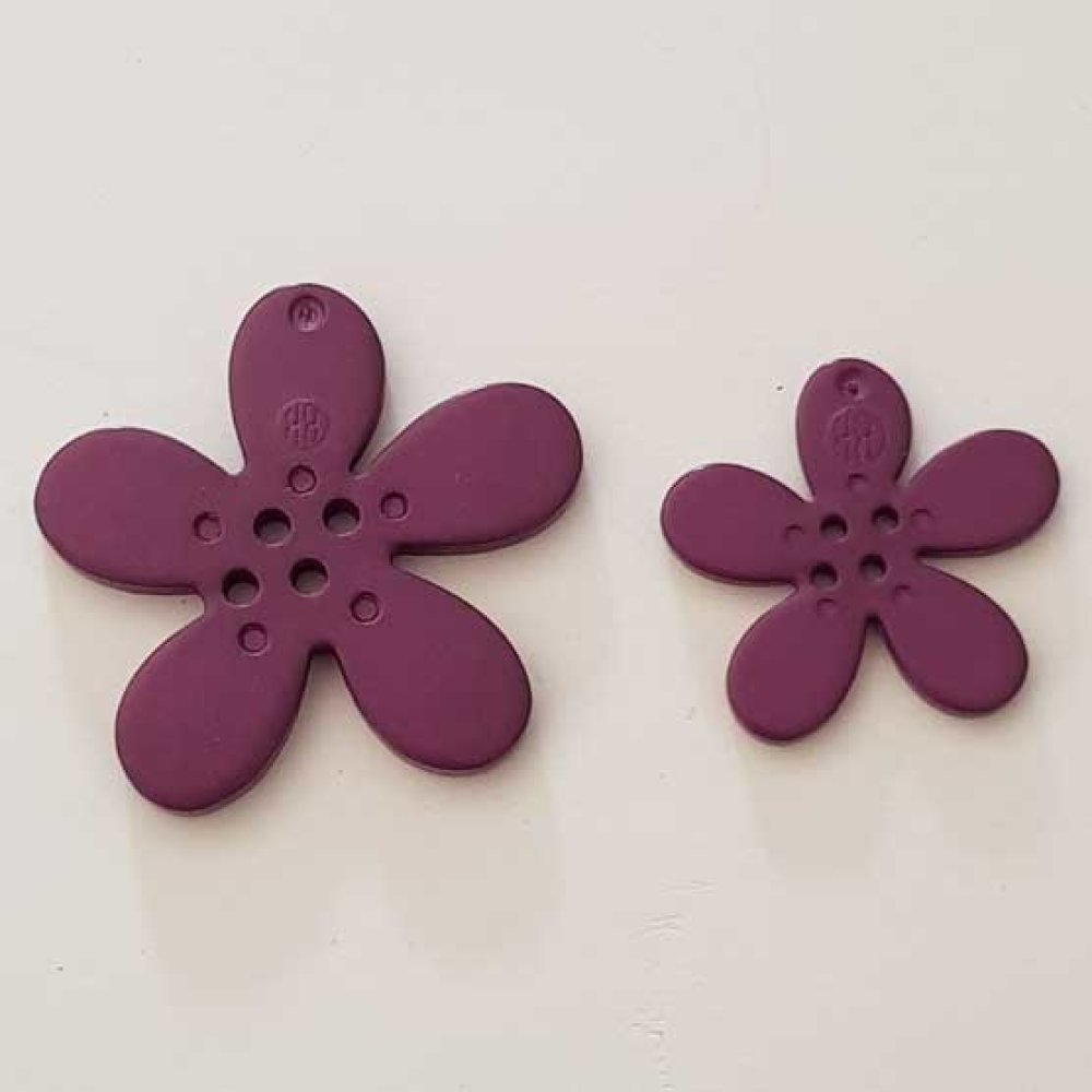 Lot Fleur Orchidée résine 4 trous Violet Foncé
