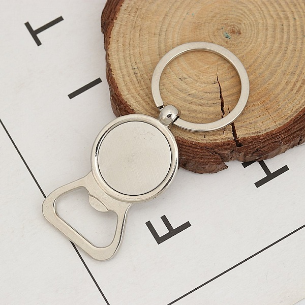 Lot de 10 Porte cl&eacute;s d&eacute;capsuleurs 25 mm argent N&deg;01