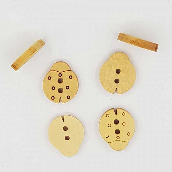 Lot de 10 boutons bois coccinelles N&deg;01