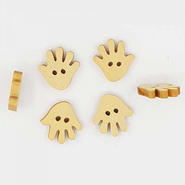 Lot de 10 boutons bois Main N&deg;01