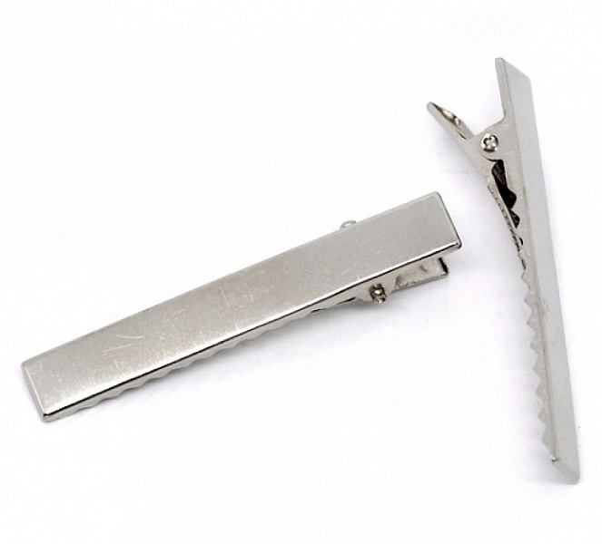 Lot de 10 pinces barrettes Crocodiles - Couleur Argent 56 mm x 8 mm