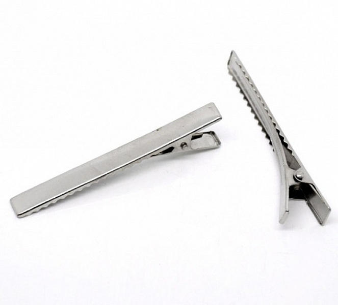 Lot de 10 pinces barrettes Crocodiles - Couleur Argent 75 mm x 9 mm