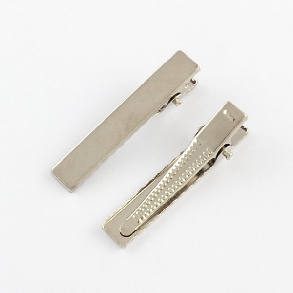 Lot de 20 &eacute;pingles cheveux pinces barrettes Crocodiles - Couleur Argent 41 mm x 7 mm.