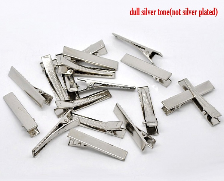 Lot de 50 &eacute;pingles cheveux pinces barrettes Crocodiles - Couleur Argent 40 mm x 8 mm