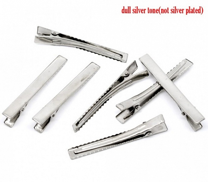 Lot de 5 pinces barrettes Crocodiles - Couleur Argent 75 mm x 9 mm