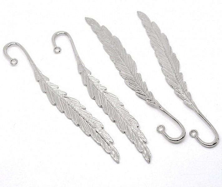 Marque page N&deg;01 plume Argent Clair