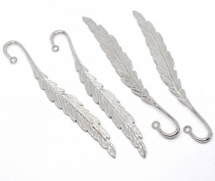 Marque page N&deg;01 plume Argent Clair