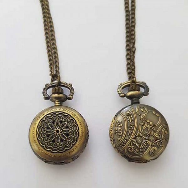 Montre Gousset Fleur 02 Bronze Antique avec Cha&icirc;ne