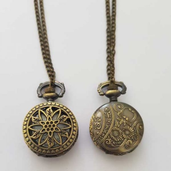 Montre Gousset Fleur 01 Bronze Antique avec Cha&icirc;ne