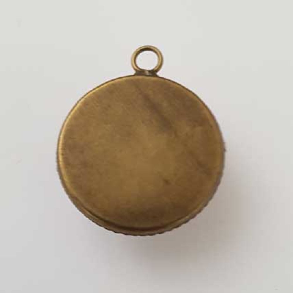 Pendentif Cabochon 20 mm en Verre Fantaisie N°05-02 Bronze
