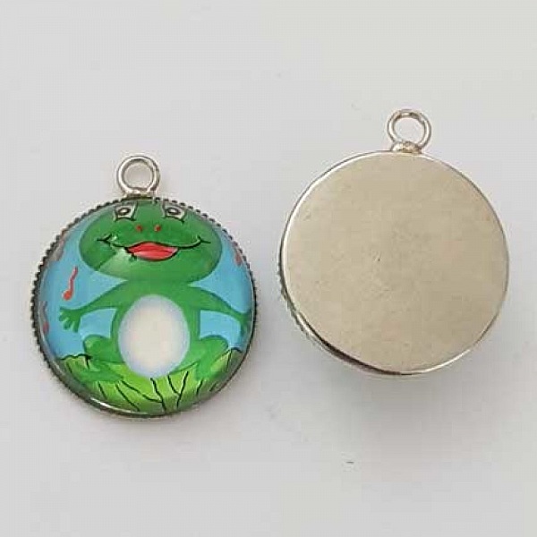 Pendentif Cabochon 20 mm en Verre Fantaisie N&deg;07-02 Grenouille