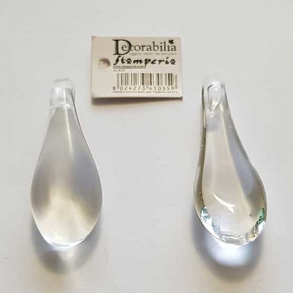 Pendentif N&deg;005 Goutte En Verre Transparent Stamperia