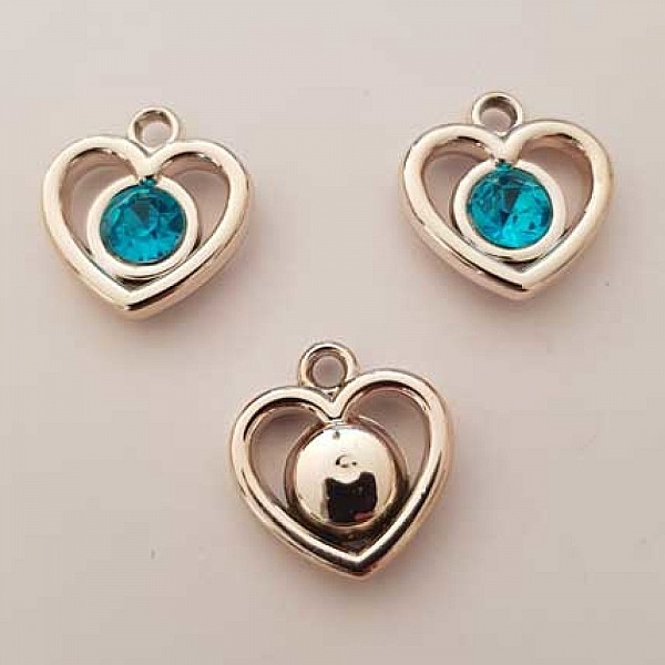 Pendentif en plastique et strass acrylique c&oelig;ur N&deg;01 Turquoise