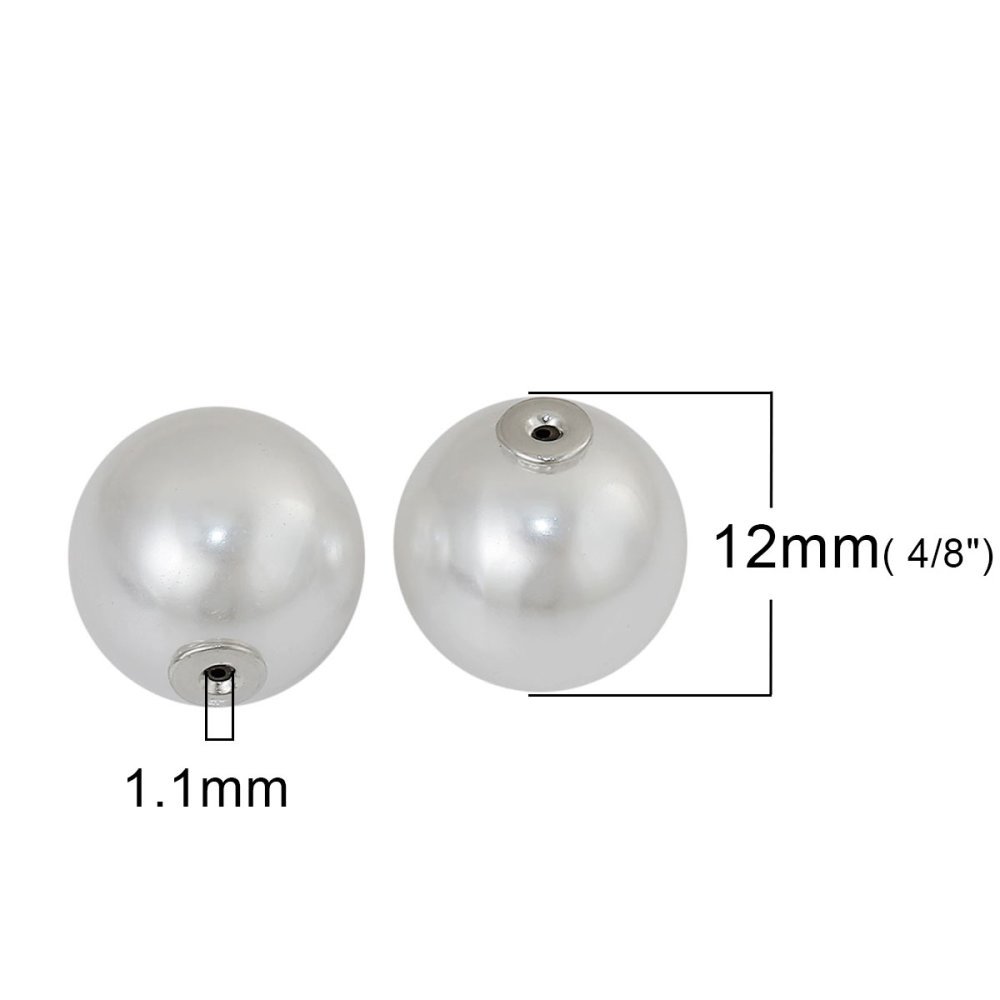 Perle 1 trou poussoir 12 mm Blanc