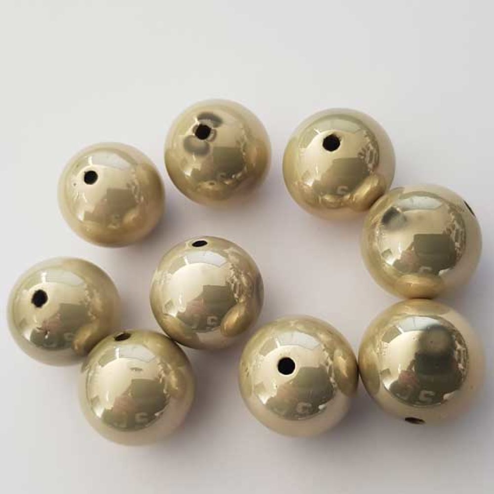 Perle Acrylique Ronde 20 mm Beige Brillante 01 x 1 Pièce