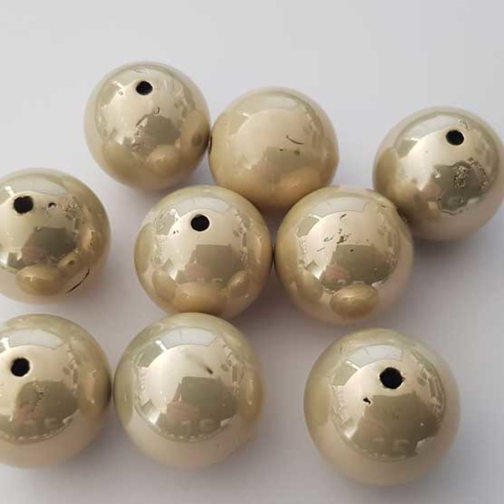 Perle Acrylique Ronde 24 mm Beige Brillante 01 x 1 Pièce