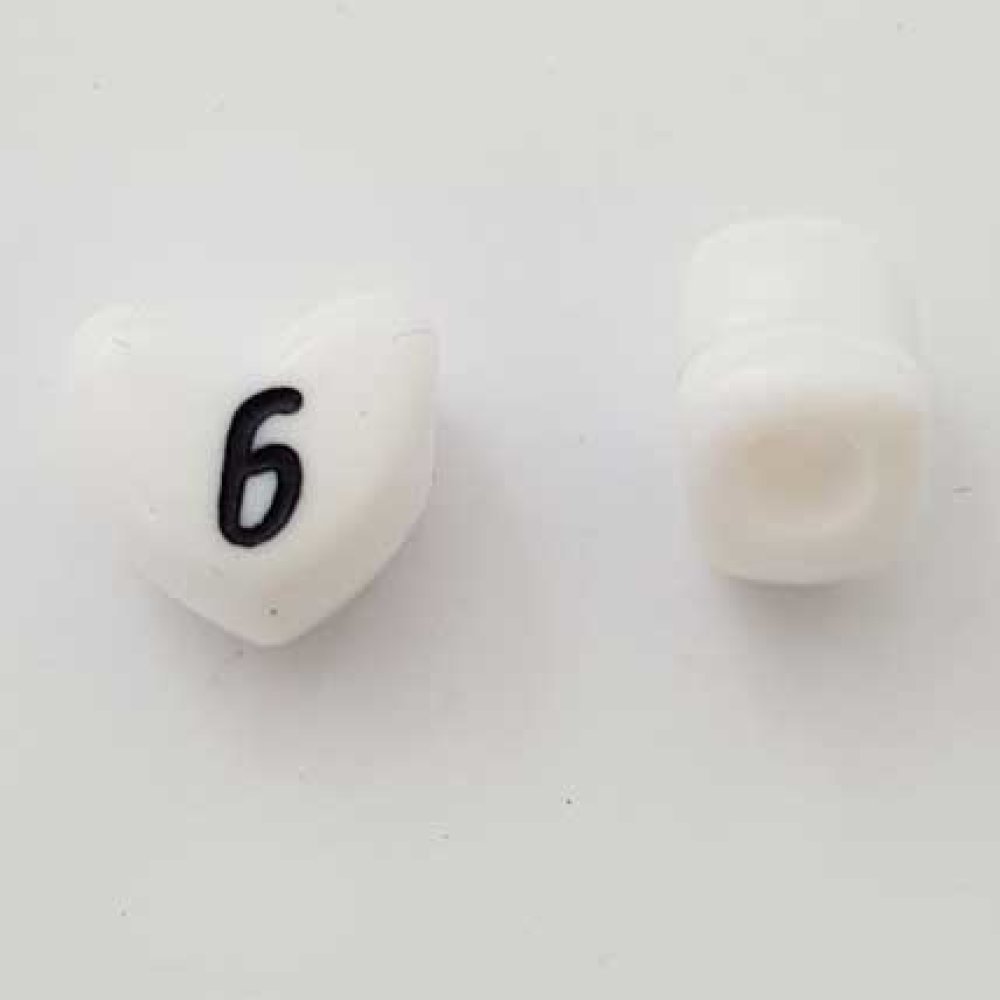 Perle Cœur Lettre B Blanc Noir 11mm