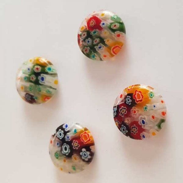 Perle Galet en Verre Fantaisie Fleur 20 mm N&deg;01