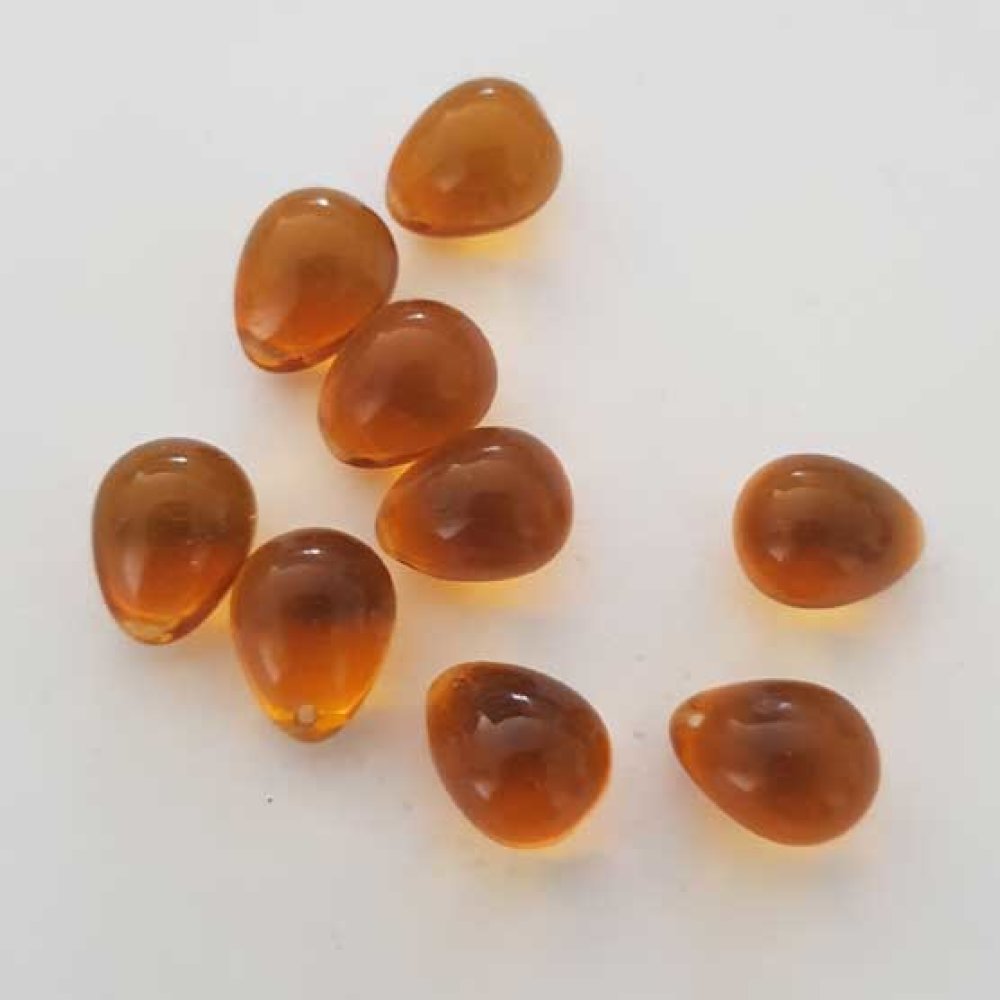 Perle Goutte en Verre Orange 12 mm x 9 mm