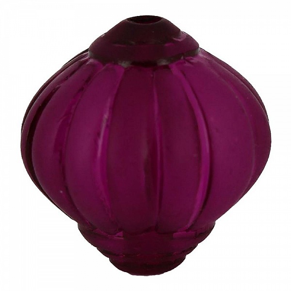 Perle Lucite Forme Lampion Stri&eacute;e Aubergine