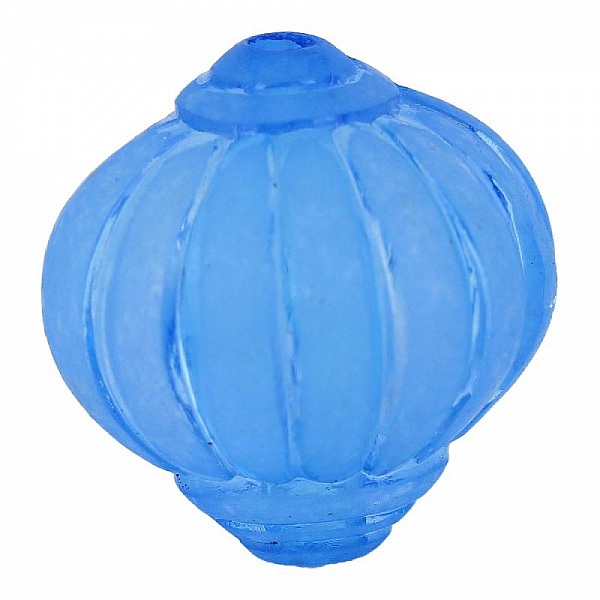 Perle Lucite Forme Lampion Stri&eacute;e Bleu Roi