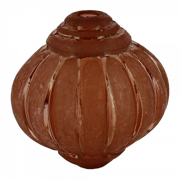 Perle Lucite Forme Lampion Stri&eacute;e Chocolat