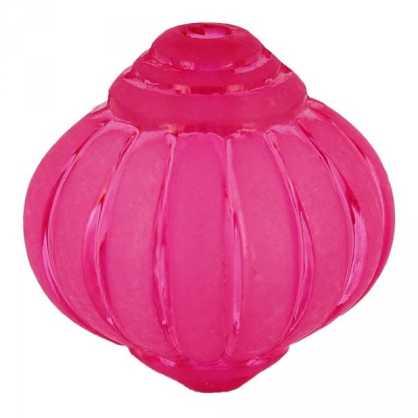 Perle Lucite Forme Lampion Stri&eacute;e Fushia