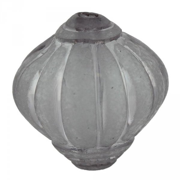 Perle Lucite Forme Lampion Stri&eacute;e Gris