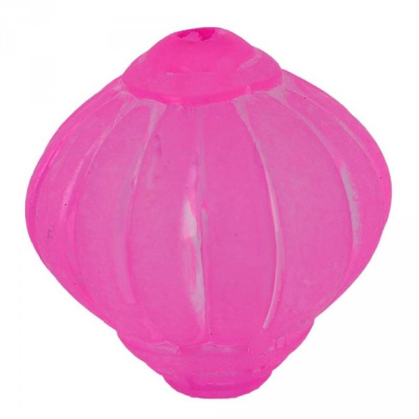 Perle Lucite Forme Lampion Stri&eacute;e Rose Clair