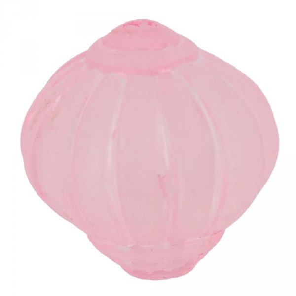Perle Lucite Forme Lampion Stri&eacute;e Rose Vif