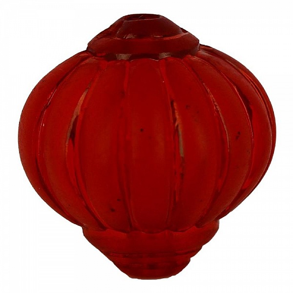 Perle Lucite Forme Lampion Stri&eacute;e Rouge