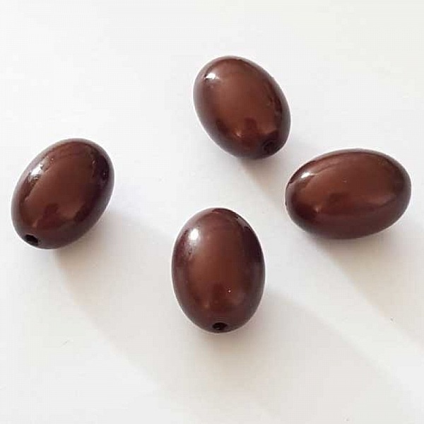 Perle Magique Ovale Marron Fonc&eacute; 19 mm