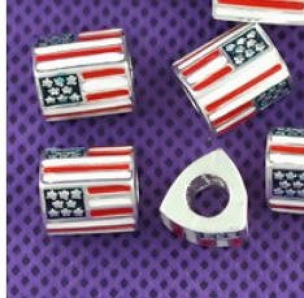 Perle N&deg;0002 Drapeau Email Tricolore Compatible