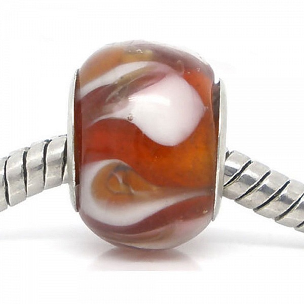 Perle N&deg;0106 compatible Europ&eacute;en rouge et blanc