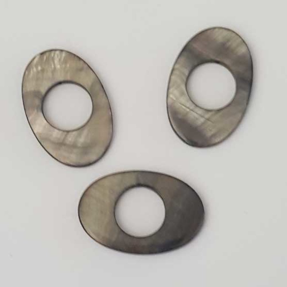 Perle Ovale Nacre 30 x 20 mm Gris Noir