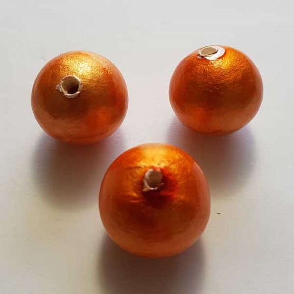 Perle Ronde Papier Mach&eacute; GT 24mm Orange