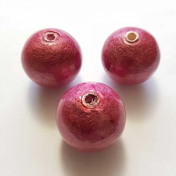 Perle Ronde Papier Mach&eacute; GT 30mm Rose 02