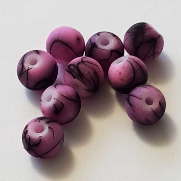 Perle Ronde effet gomme tachet&eacute; 10 mm Rose 04