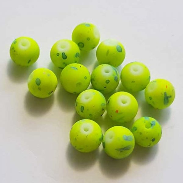 Perle Ronde effet gomme tachet&eacute; 10 mm Jaune 01