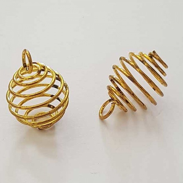 Perle Spiral Ressort Cage 19 mm Dor&eacute; N&deg;06