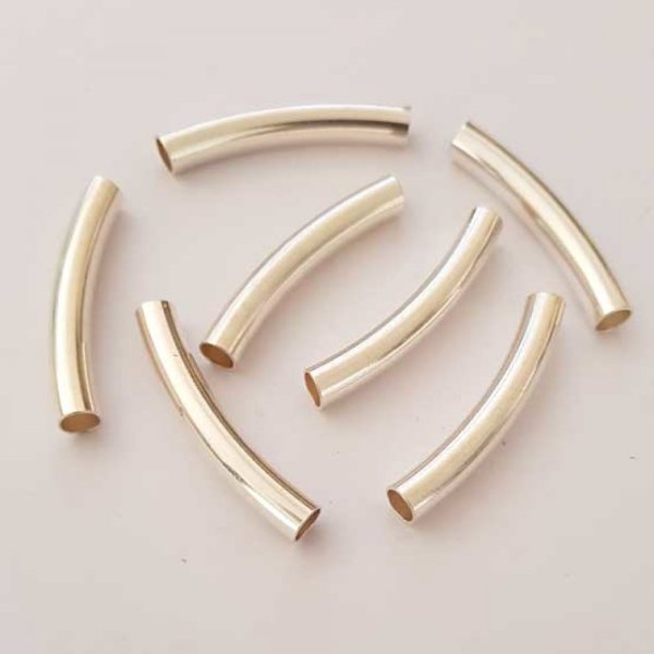 Perle Tube Courb&eacute; N&deg;05 Argent 38 mm