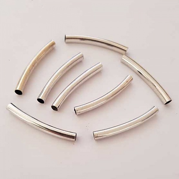 Perle Tube Courb&eacute; N&deg;04 Argent Vieilli 38 mm